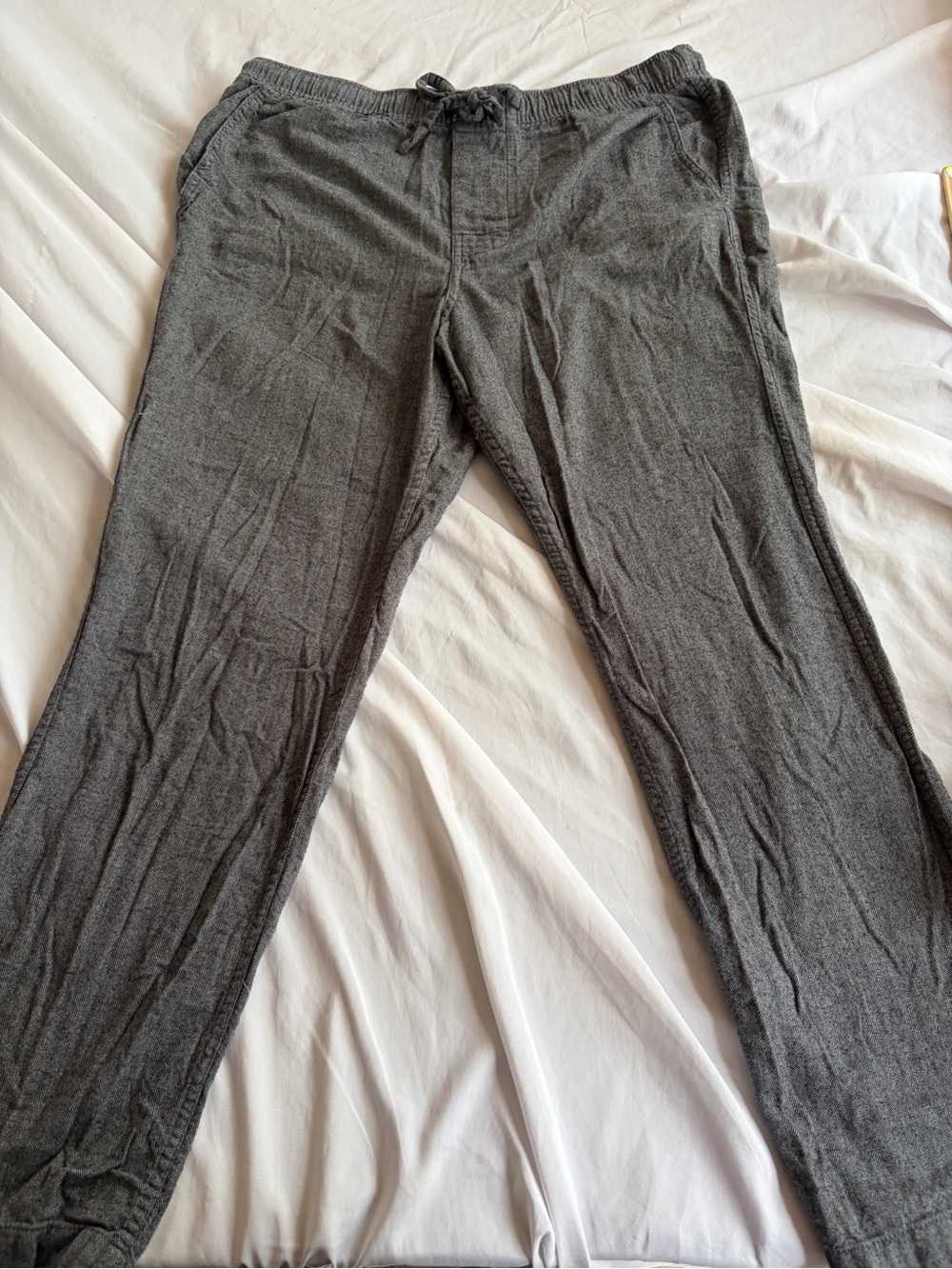 J.Crew Mens Heather Gray Textured Twill Pull On Drawstring Pants Size L